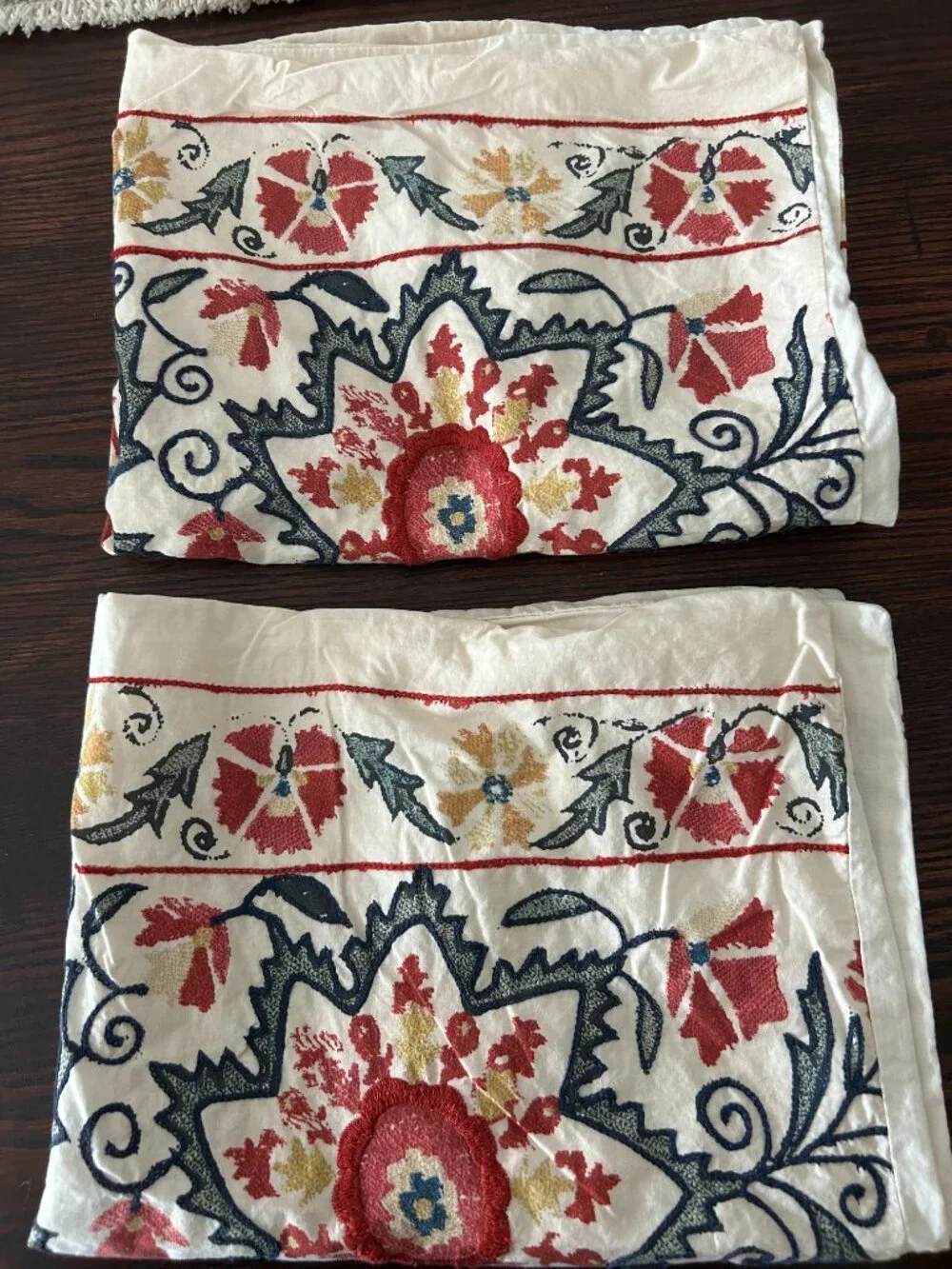 Pottery Barn Embroidered Pillow Cases Standard (2)